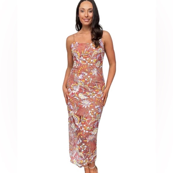 Elliatt Vespers Embellished Midi Dress - floral sequin - Size M - Picture 5 of 15
